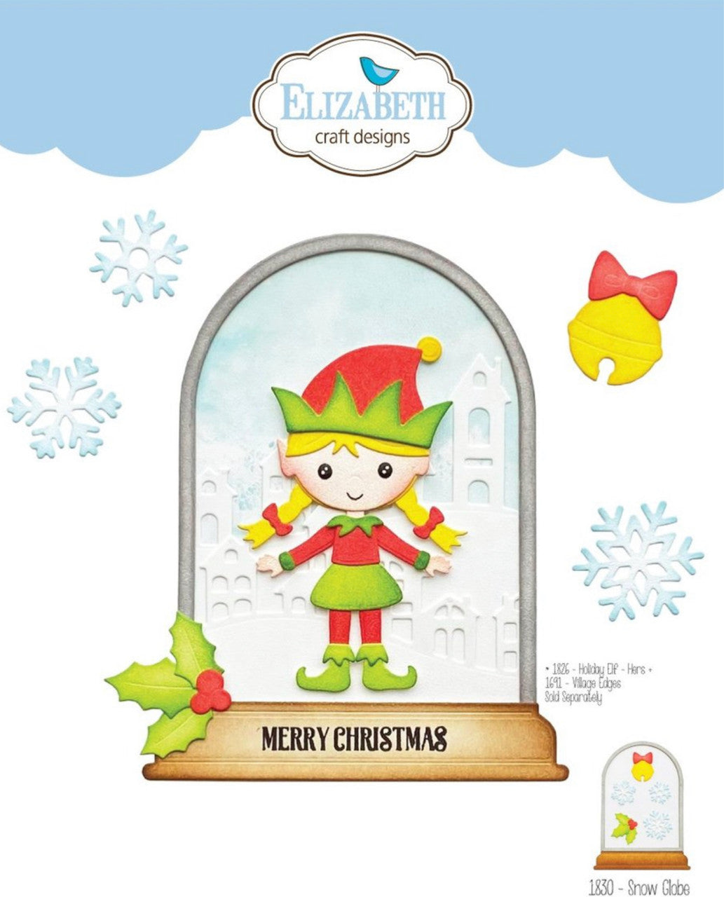 Elizabeth Craft Designs Juego de troqueles con forma de globo de nieve